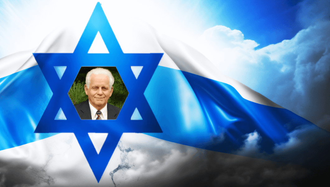 picture of Merrill within the Israel flag. In loving memory of Merrill Bolender