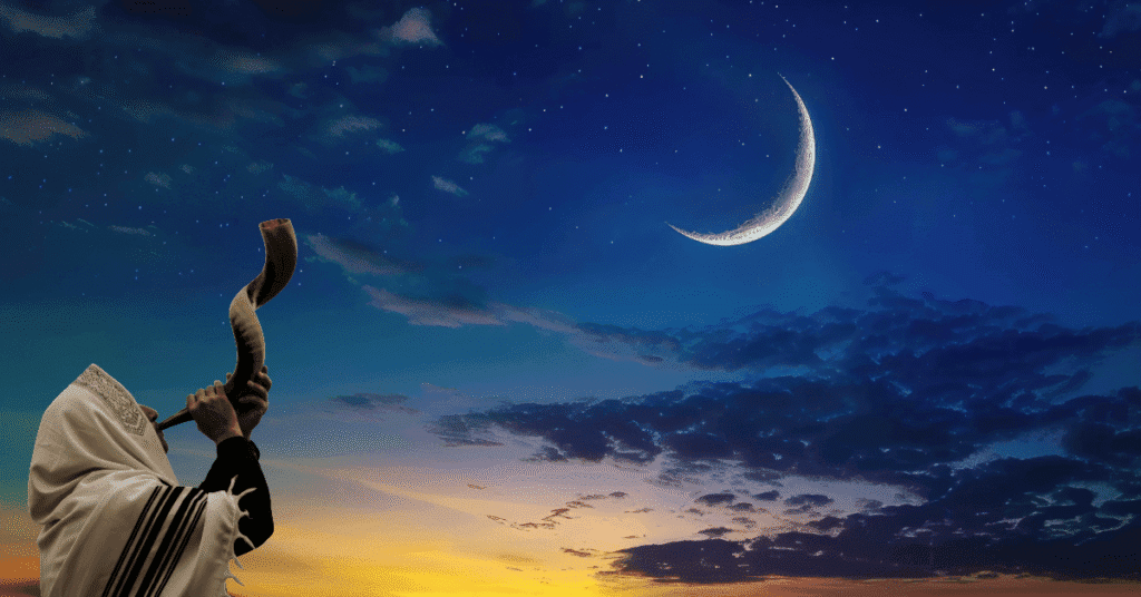 Rosh Hashanah 2025 - the shofar blowing at the 1st sight of the crest of the full moon