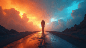 A Bold Call to COURAGEOUS ACTION picture of a man walking into a storm